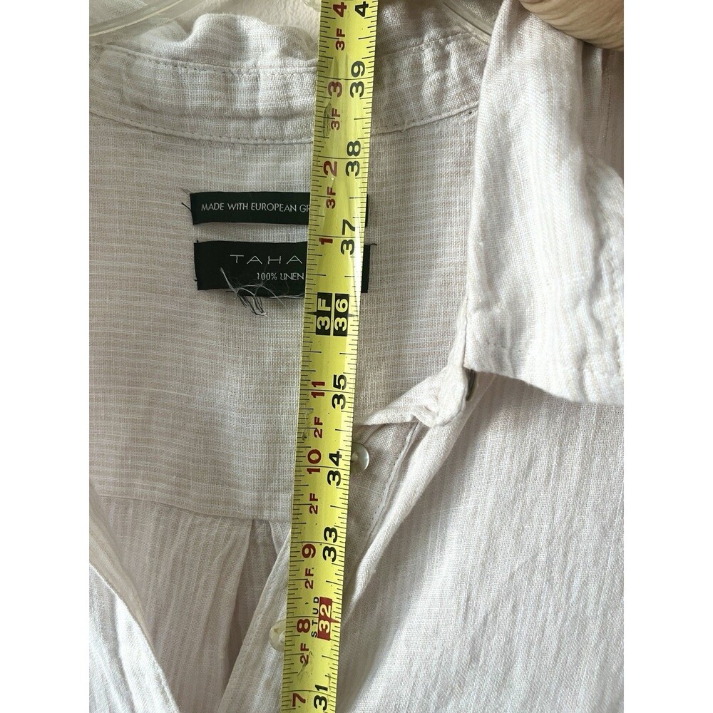 Tahari 100% Linen Dress Oversized Sleeveless Natural Stripe Coastal Lagenlook - Picture 4 of 7
